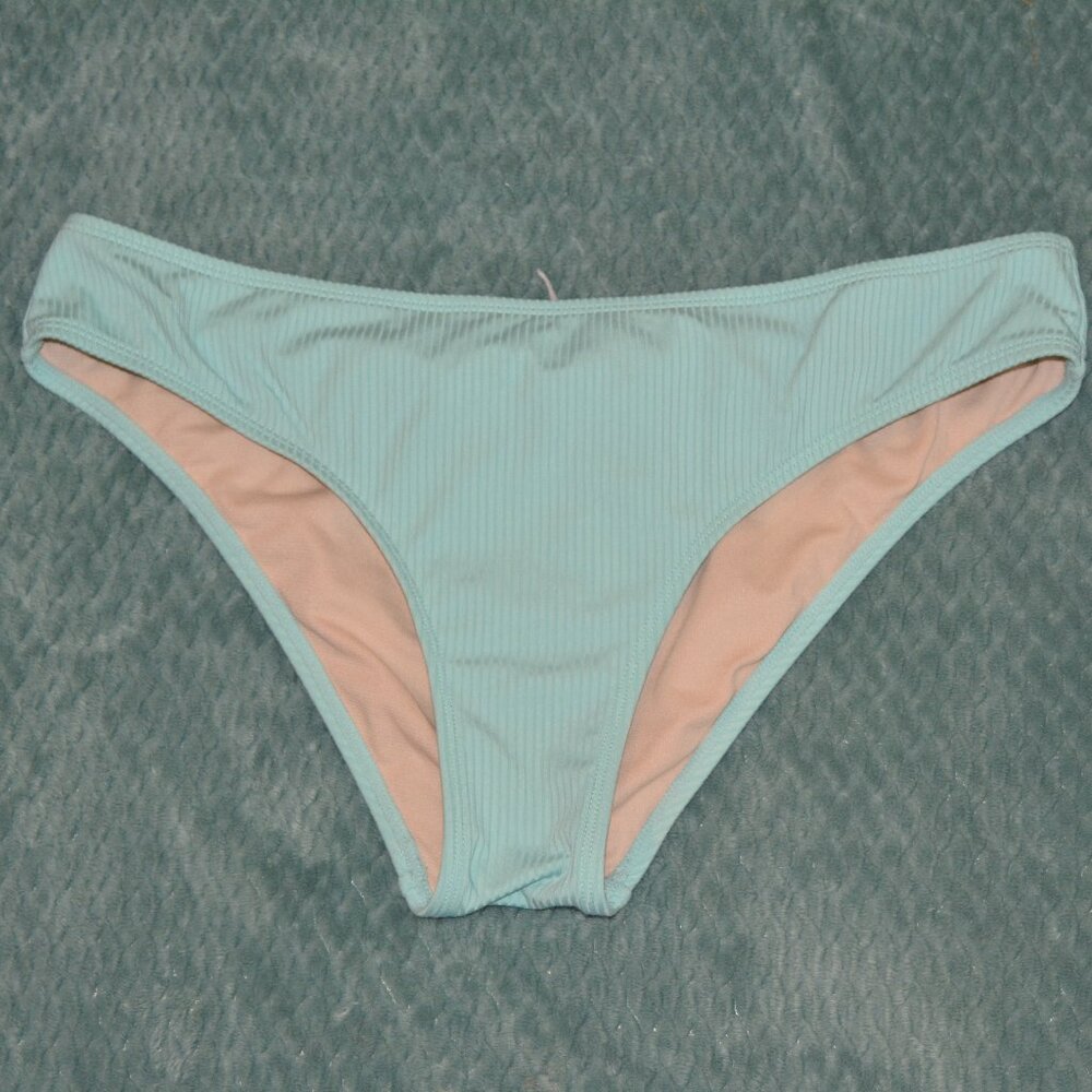 Cheeky Cyan Blue Ribbed Bikini Bottoms